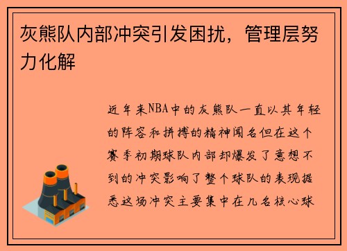 灰熊队内部冲突引发困扰，管理层努力化解